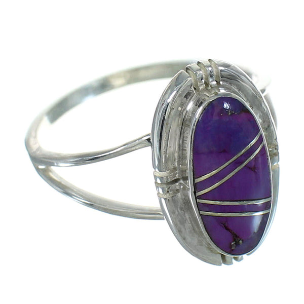 Southwestern Genuine Sterling Silver Magenta Turquoise Ring Size 6-1/2 YX89477